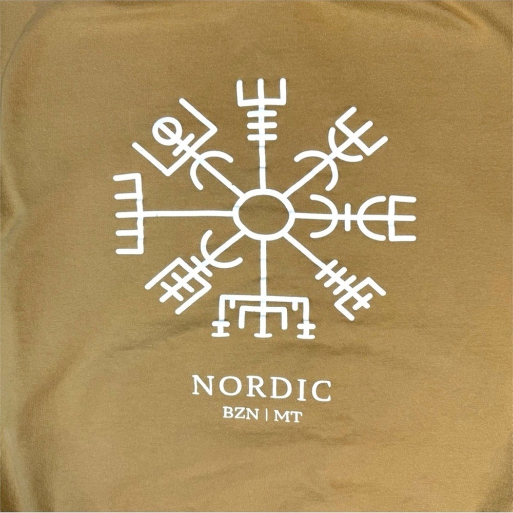 Bozeman Montana Nordic Men's Tan Hoodie Size Medium - Picture 4 of 8